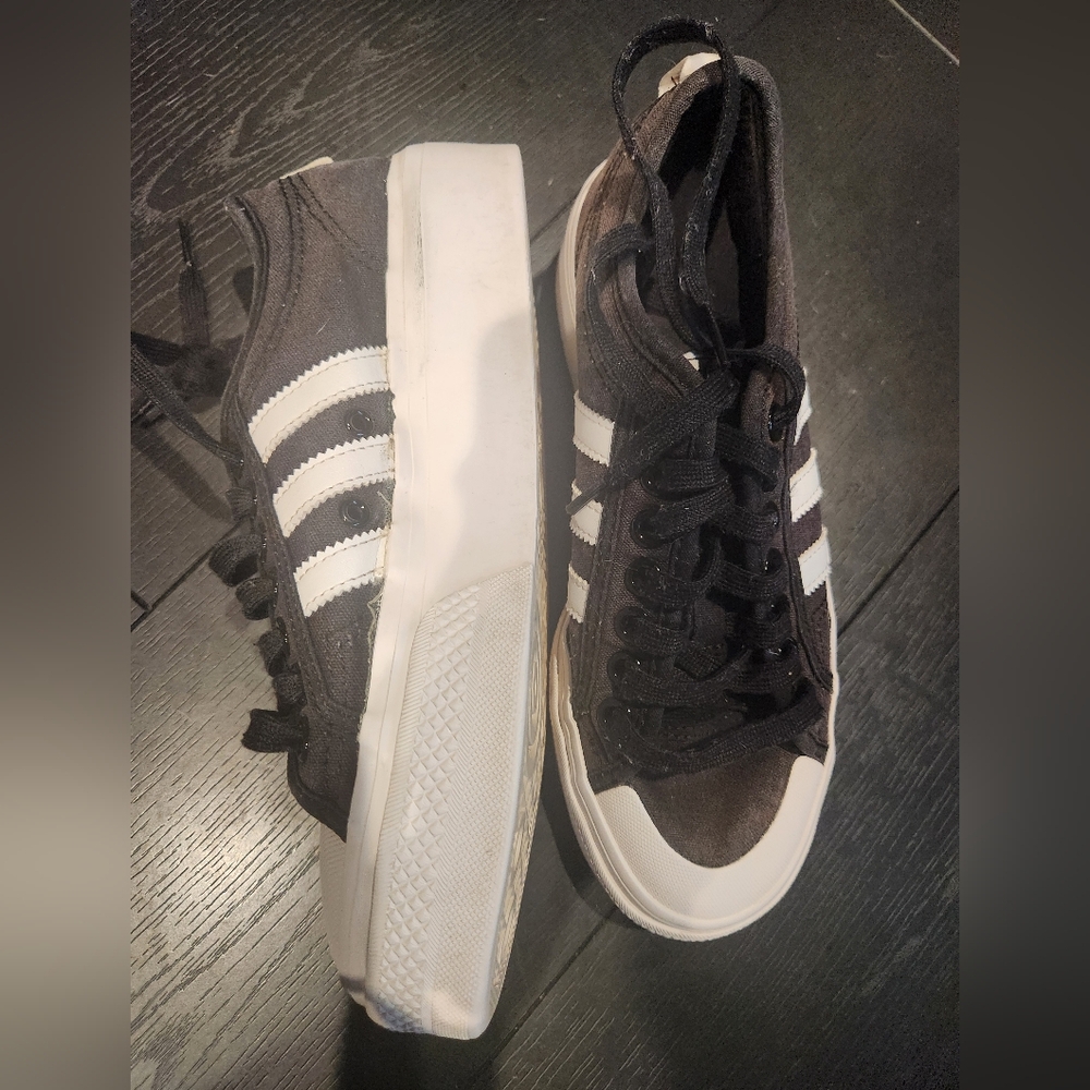 Adidas Platform Sneaker Black With White Stripe Down Side